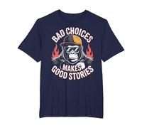 Bad Choices Good Stories Monkey Sonnenbrille Cap Retro T-Shirt, Herren Große Größen, Marineblau, 6X Tall