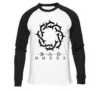 Bad Omens Band Logo Tees S Baseball T-Shirt Herren Damen Unisex Weiß Rundhals Lange Ärmel Bio-Baumwolle Tee Men's White
