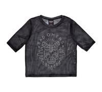 Bad Omens Moth Schädel Mesh Crop Top, Charcoal, XXS