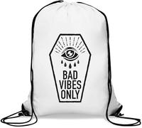 Bad Vibes Only Eye Casket Gym Sack Casual Drawstring Bag White