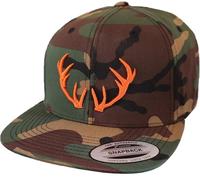 Baddery Camo Cap Flexfit Snapback : Hirschgeweih - Kappe Herren & Damen - Camouflage Jäger Mütze (Camo - One Size)