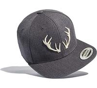 Baddery Cap Flexfit Snapback - „Hirsch Geweih“ - 3D Stick - Outdoor Kappe Herren & Damen - Jäger & Streetwear (Dark Grey)