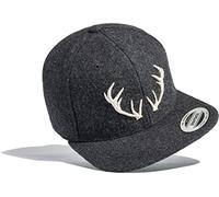 Baddery Flexfit Snapback Cap „Hirsch Geweih“ - 3D Stick (Dark Grey - Wool)