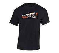 Baddery Fun Tshirt Herren - Born to Grill - Geschenke für Griller - T-Shirt Grillen Grillmeister BBQ Koch (Schwarz M)