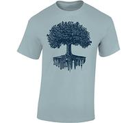 Baddery Garten T-Shirt für Herren : Forest City - Männer Wald Tshirt - Nature Shirt - Hobbygärtner Gärtner (Ice Blue L)