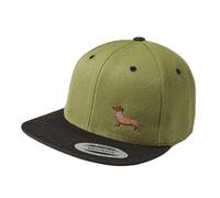Baddery Gassi Flexfit Snapback Cap - „Dackel“ (Olive-Black - One Size)