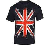 Baddery Herren T-Shirt England Flagge - „Union Jack“ - Großbritannien Shirt für UK Fans (Schwarz 4XL)