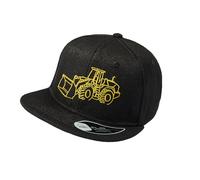 Baddery Kinder Cap : Radlader (inkl. 8 Baufahrzeuge Sticker) - Cappy Jungen - Bagger Traktor Mütze Arbeitskleidung (One Size - Schwarz)