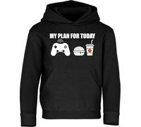 Baddery Kinder Gamer Pullover : My plan for Today : Gaming - Kapuzenpullover für Jungen - Zocker Pulli (Schwarz 140)