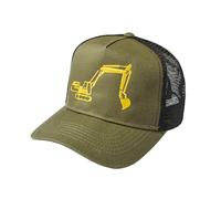 Baddery Kinder Trucker Cap - „Bagger“ - Bestickte Basecap für Jungen & Mädchen (Olivgrün-Schwarz)