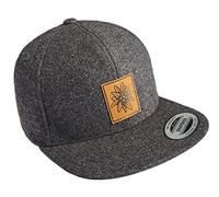 Baddery Outdoor Flexfit Snapback Cap - „Edelweiß mit Leder-Patch“ - Melton Wool Kappe für Herren & Damen - Wandern & Klettern (Grau - One Size)