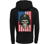 Baddery US Armee Pullover Herren: Army Skull mit Stick Patch - Männer Hoodie - USA Kapuzenpullover (Schwarz 3XL)