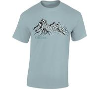 Baddery Wander T-Shirt Herren - „Offline“ - Shirt für Wanderer & Bergsteiger mit Berg-Motiv (Ice Blue XL)