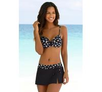 Bade-Rock LASCANA, Damen, Gr. 50, N-Gr, schwarz-weiß (schwarz, weiß), Polyamid, gepunktet, Badehosen, mit integrierter Bikinihose und bedrucktem Bündchen (236446-50) schwarz, weiß