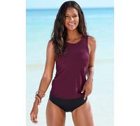 Bade-Shirt LASCANA, Damen, Gr. 44/46, N-Gr, rot (bordeaux), Polyamid, unifarben, Bikini-Oberteile, mit Unterbrustgummi (855989-44) bordeaux