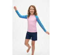 Bade-Shirt TROLLKIDS "Girls Haukland Shirt", Mädchen, Gr. 116, N-Gr, dynamic blau, candy pink, Jersey, Obermaterial: 92% Polyester, 8% Elasthan, Bikini-Oberteile, körpernaher Schnitt, mit langen Ärmel