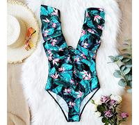 Badeanzüge für Damen Monokini Badebekleidung EIN Stück Monokini Badeanzug 2022 Sexy Push Up Verstellbarer Schulter Frauen Rüschen Monokini Badeanzug (Color : 5, Size : XL)