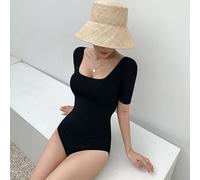 Badeanzüge für Damen Sexy Bikini Beachwear Korean Style EIN Stück Badebekleidung Frauen Halbärmel Badeanzug Badeanzug Hochwertiger Badeanzug (Color : HEI, Size : M)