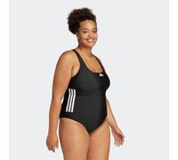 adidas Women's 3 Stripes C-Back Swimsuit (Plus Size), Black/White, 4XL Plus