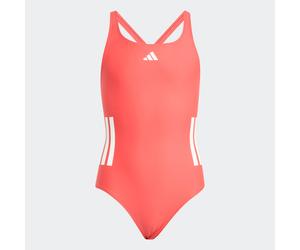 Badeanzug ADIDAS PERFORMANCE "3-STREIFEN C-BACK KIDS", Mädchen, Gr. 104, N-Gr, weiß (semi lucid rot, weiß), Obermaterial: 78% Polyamid, 22% Elasthan, Badeanzüge Badeanzug, für Kinder, sportlicher Stil