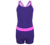 Badeanzug AQUARTI "Body Mädchen Badeanzug mit Bein Racerback", Kinder, Gr. 140, N-Gr, lila (violett, rosa), Obermaterial: 80% Polyamid PA. 20% Elasthan EL., Badeanzüge Badeanzug (21714513-140) violett