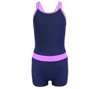 Badeanzug AQUARTI "Body Mädchen Badeanzug mit Bein Racerback", Kinder, Gr. 146, N-Gr, blau (dunkelblau, lila), Obermaterial: 80% Polyamid PA. 20% Elasthan EL., Badeanzüge Badeanzug (50570556-146) dunk