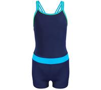 Badeanzug AQUARTI "Body Mädchen Badeanzug mit Bein Racerback", Kinder, Gr. 152, N-Gr, blau (dunkelblau, türkis), Obermaterial: 80% Polyamid PA. 20% Elasthan EL., Badeanzüge Badeanzug (41494751-152) du