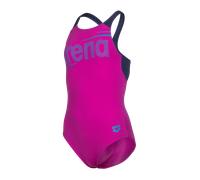Badeanzug ARENA "G ARENA BOLD SWIMSUIT V BACK", Mädchen, Gr. 140, N-Gr, pink (very fuchsia, navy), Obermaterial: 100% Polyester, Badeanzüge Badeanzug, hohe Chlorbeständigkeit, schnelltrocknendes Mater