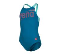 Badeanzug ARENA "G ARENA BOLD SWIMSUIT V BACK", Mädchen, Gr. 152, N-Gr, blau (blau cosmo, water), Polyester, Badeanzüge Badeanzug, hohe Chlorbeständigkeit, schnelltrocknendes Material, UV-Schutz UPF50