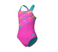 Badeanzug ARENA "G ARENA LINES SWIMSUIT SWIM PRO BACK L", Mädchen, Gr. 152 (146), N-Gr, shocking pink, water, Obermaterial: 80% Polyamid, 20% Elasthan, Badeanzüge Badeanzug, UV-Schutz UPF 50+ (1164584