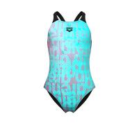 Badeanzug ARENA "G ARENA MULTI COLOURS SWIMSUIT V BACK für Mädchen", Mädchen, Gr. 164, N-Gr, water multi, schwarz, Obermaterial: 100% Polyester, Badeanzüge Badeanzug (85146309-164) water multi, schwar