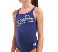 Badeanzug ARENA "GIRL'S ARENA LOGO SWIMSUIT SWIM PRO", Mädchen, Gr. 128 (122), N-Gr, blau (navy, shocking pink), Obermaterial: 100% Polyester, Badeanzüge Badeanzug, chlorresistent, schnelltrocknend, m