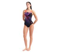 Badeanzug ARENA "W ARENA JELLYFISH SWIMSUIT SWIM PRO BACK", Damen, Gr. 44, N-Gr, bunt (schwarz, multi, bright coral), Obermaterial: 100% Polyester, Badeanzüge Badeanzug, mit sportlichem Design, chlorb