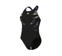 Badeanzug ARENA "WOMEN'S ARENA GRAPHIC SWIMSUIT V BACK L", Damen, Gr. 38, N-Gr, schwarz (schwarz, navy), Obermaterial: 80% Polyamid, 20% Elasthan, Badeanzüge Badeanzug (55347043-38) schwarz, navy