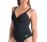 Badeanzug ARENA "WOMEN'S ARENA SWIMSUIT LARA SOFT CURVE BACK C", Damen, Gr. 48, N-Gr, grau (night grau), Obermaterial: 68% Polyamid, 32% Elasthan, Badeanzüge Badeanzug (71664035-48) night grau