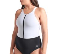Badeanzug ARENA "WOMEN'S ARENA SWIMSUIT SILVIA CROSS BACK", Damen, Gr. 40, N-Gr, schwarz-weiß (schwarz, weiß, schwarz), Obermaterial: 68% Polyamid, 32% Elasthan, Badeanzüge Badeanzug (99114358-40) sch