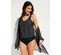Badeanzug BONPRIX, Damen, Gr. 44, N-Gr, schwarz, weiß gepunktet, Obermaterial: 80% Polyamid, 20% Elasthan. Futter: 100% Polyester, Badeanzüge Badeanzug, mit Unterbrustgummi für Halt, mit Futter aus Po