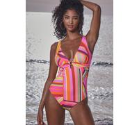 Badeanzug BRUNO BANANI, Damen, Gr. 42, Cup A/B, orange (orange bedruckt), Obermaterial: 80% Polyester, 20% Elasthan. Futter: 100% Polyamid. Miedereinsatz: 78% Polyamid, 22% Elasthan, bedruckt, Badeanz