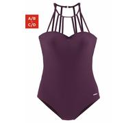 Bruno Banani Badeanzug, mit eleganter Ausschnittvariante 44, Cup C/D rot Damen Black White Trends Damenbademode Badeanzug 44, Cup C/D bordeaux