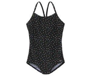 Badeanzug BUFFALO "Candy Kids", Mädchen, Gr. 134/140, N-Gr, schwarz (schwarz, bedruckt), Recycling-Polyamid, bedruckt, gepunktet, Badeanzüge Badeanzug, mit Racerback, mit recyceltem Polyamid (48029536