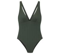 Badeanzug COPENHAGEN STUDIOS "Nela", Damen, Gr. 38, Cup A/B, grün (dunkelgrün), Rippware, Recycling-Polyamid, unifarben, strukturiert, Badeanzüge, mit modischer Trägerlösung am Rücken (12481751-38) du
