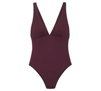 Badeanzug COPENHAGEN STUDIOS "Nela", Damen, Gr. 40, Cup C/D, rot (weinrot), Rippware, Recycling-Polyamid, unifarben, strukturiert, Badeanzüge, mit modischer Trägerlösung am Rücken (43105628-40) weinro
