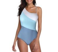 Badeanzug Damen Bauchweg Badeanzüge Für Damen Große Größe Bequeme Floating Schwimmshirt Curvy Shape Sportlich Bademode Leichte Slim Fit Plus Size Fashion Swimsuits Push Up Monokini 2#blau L