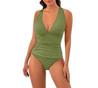 Badeanzug Damen Bauchweg Große Größen Badeanzüge High Waist Push Up V Ausschnitt Bademode Shape One Piece Swimsuits Sport,Badeanzug 40,Weich/atmungsaktiv