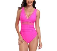 Badeanzug Damen Bauchweg Große Größen Badeanzüge High Waist Push Up V Ausschnitt Bademode Shape One Piece Swimsuits Sport,Badeanzug Arena Damen,Bequem/vielseitig