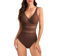 Badeanzug Damen Bauchweg Netz Cut Out Bikini Damen Set Bauch Weg Push Up Bademode Frauen Curvy Einteilig Verstellbare Träger Bikini-Sets Hoher Beinausschnitt Badeanzüge V Ausschnitt Bikinis