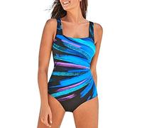 Badeanzug Damen Bauchweg Push Up Schwimmanzug mit Retro Schlankheits Raffung Einteilige bademode Swimsuits,Wettkampf-BadeanzüGe FüR Damen,Ideal für den Strandurlaub