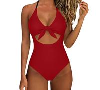 Badeanzug Damen Einteilige, Bauchweg Badeanzüge mit Cups Push Up Sexy Bademode V-Ausschnitt Colour-Blocking Shape Schwimmanzug Swimsuit,Badeanzug Hoher Beinausschnitt,Schwimmen/Thermalbad
