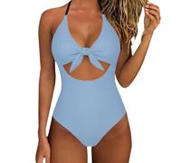Badeanzug Damen Einteilige, Bauchweg Badeanzüge mit Cups Push Up Sexy Bademode V-Ausschnitt Colour-Blocking Shape Schwimmanzug Swimsuit,Badeanzug Hoher Beinausschnitt,Schwimmen/Thermalbad