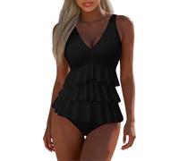 Badeanzug Damen Einteilige, Bauchweg Badeanzüge mit Cups Push Up Sexy Bademode V-Ausschnitt Colour-Blocking Shape Schwimmanzug Swimsuit,Badeanzug Damen Cut Out,Ideal für den Strandurlaub